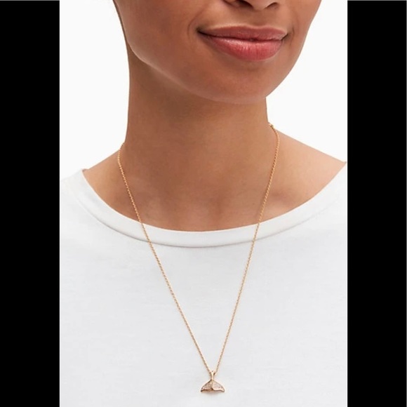 NWT KATE SPADE ♠️ WHALE TAILS PAVE MINI PENDANT NECKLACE - Picture 2 of 6